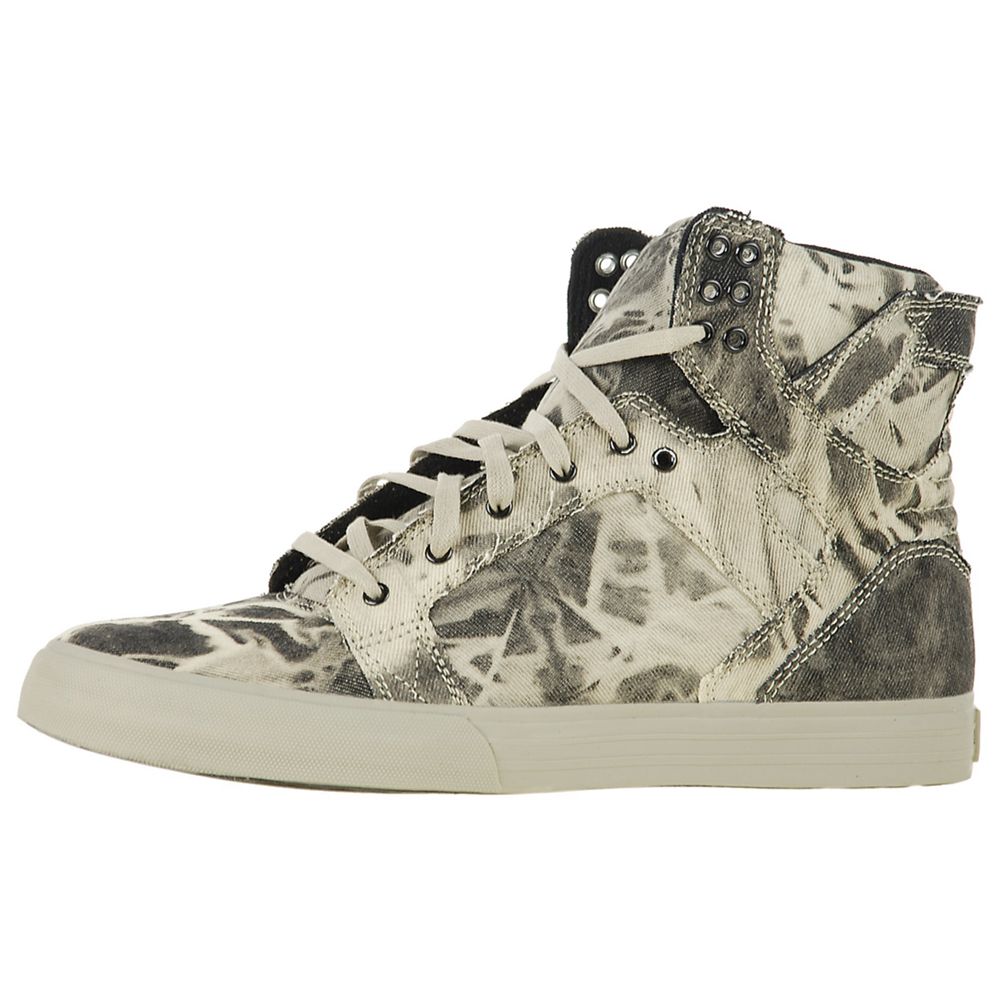 Baskets Montantes Supra SkyTop Grise Acid Wash Denim Homme | WFG-17613394